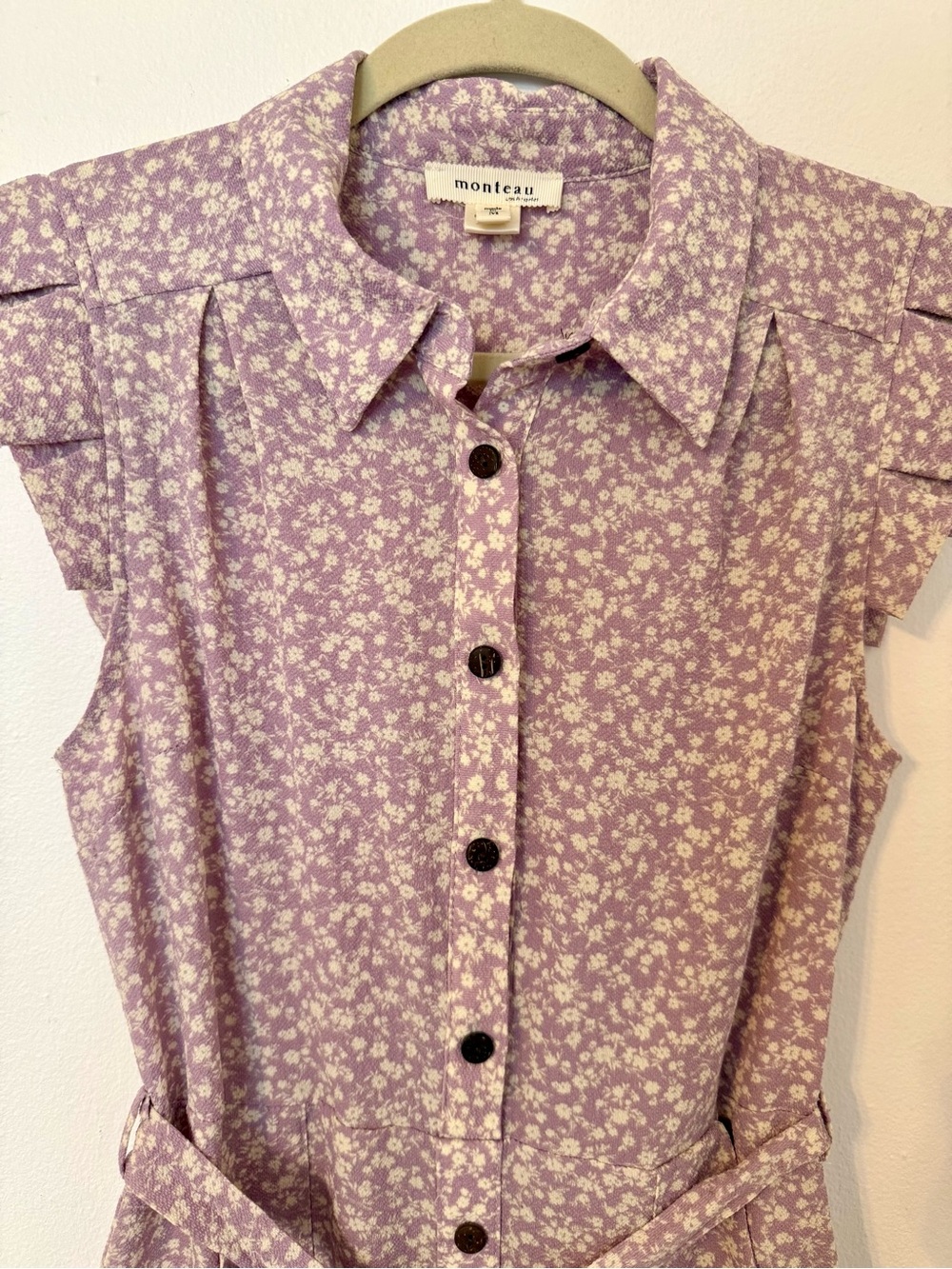 Monteau Lavender and White Floral Button-Down Women's dress.